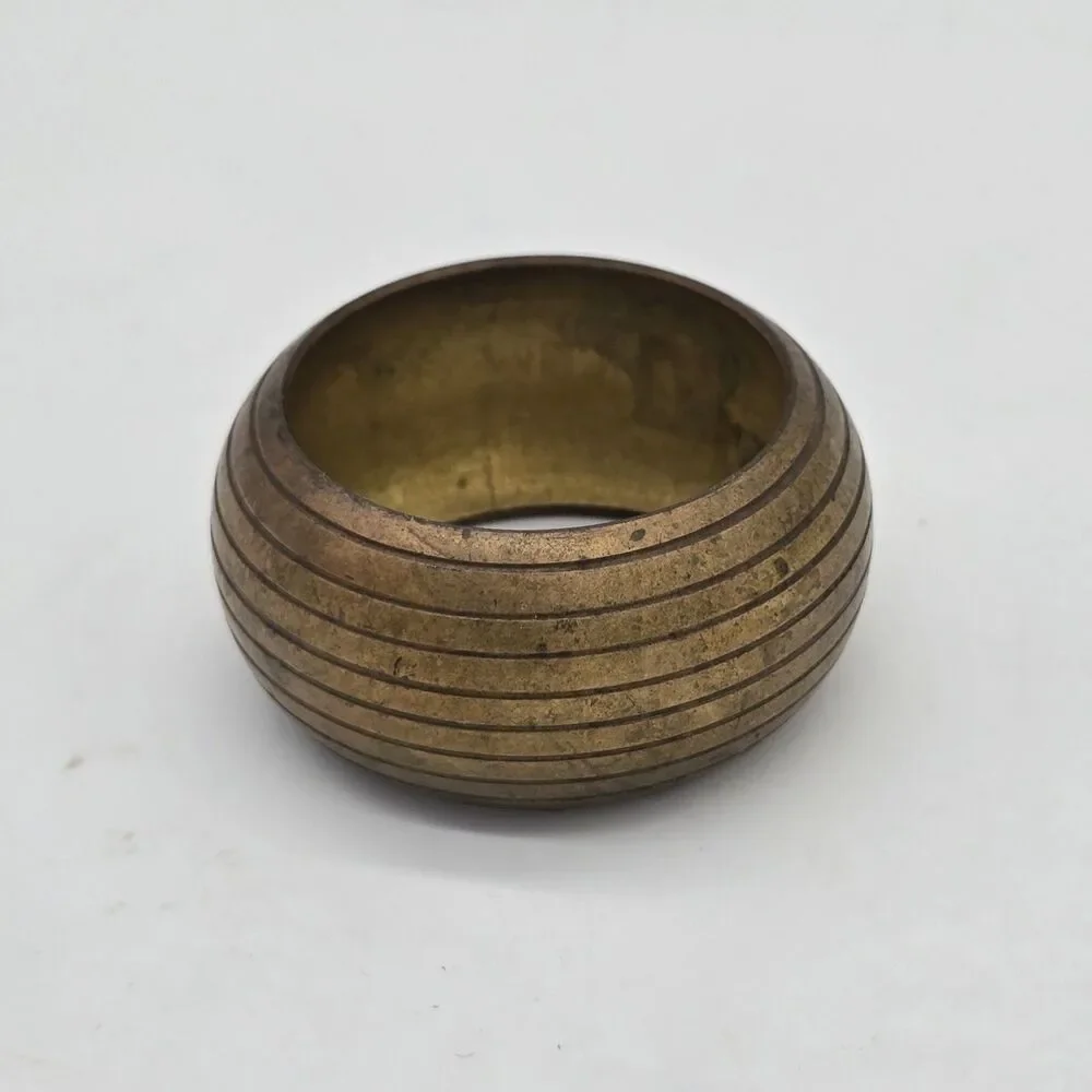 Vintage Solid Brass Napkin Rings Ribbed Barrel Design Set of 3